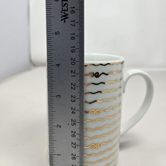 Pottery Barn Nile Coffee Cup Vintage Wavy Gold Line Over White Replacement Mug - Picture 9 of 11